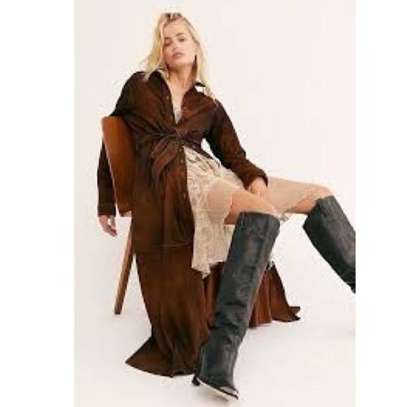 New Free People Brenda Knight Trench Coat "Long Safari"/ size S - Picture 4 of 9